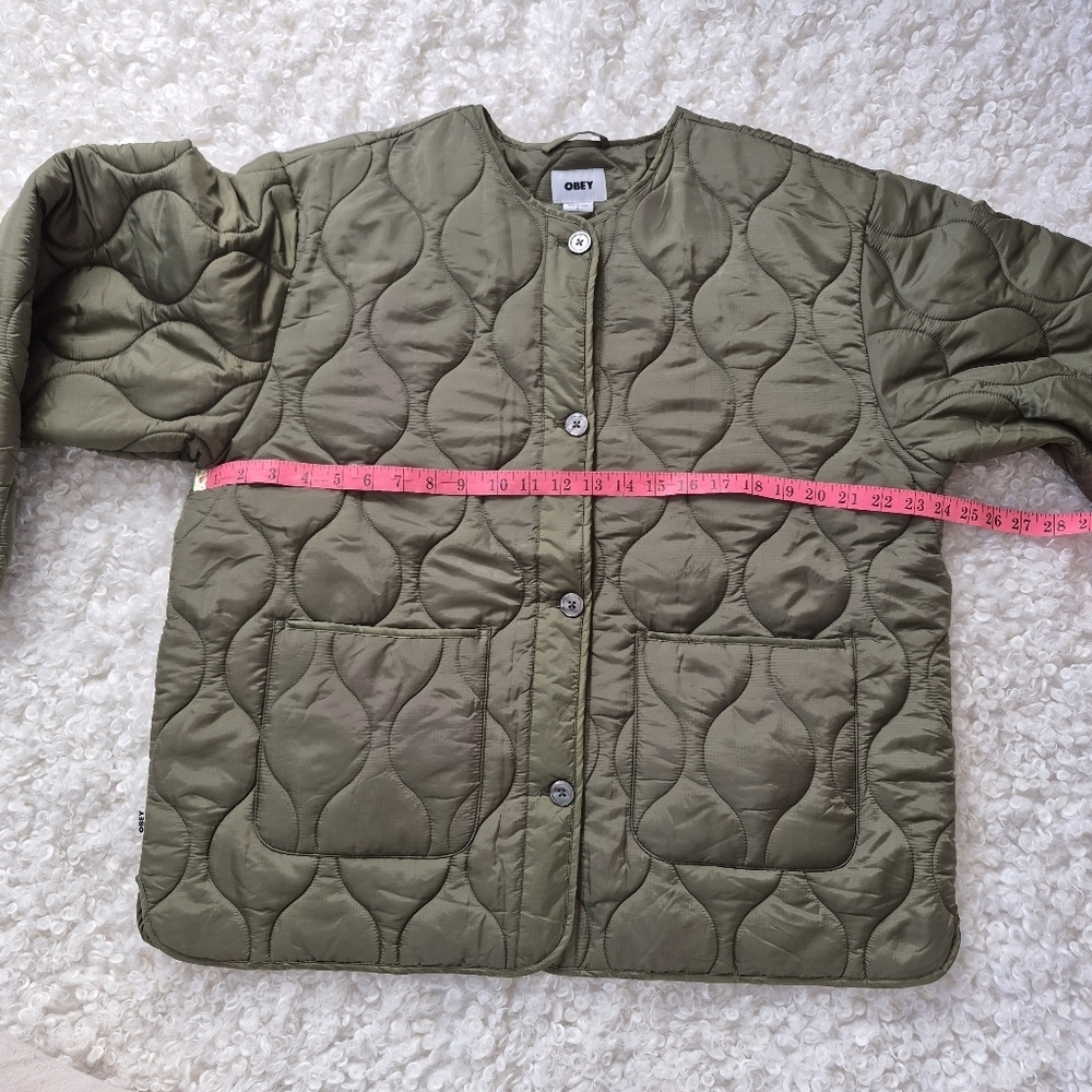 BNWT Obey Wicked World Quilted Liner Jacket Green L Utility Streetwear Graphic - Picture 7 of 16